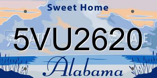 5VU2620 Alabama License Plate
