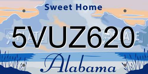 5VUZ620 Alabama License Plate