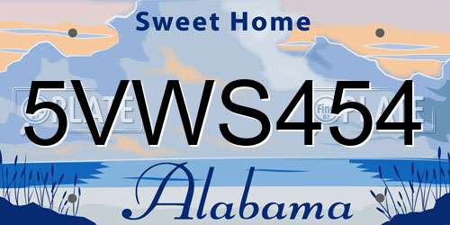 5VWS454 Alabama License Plate