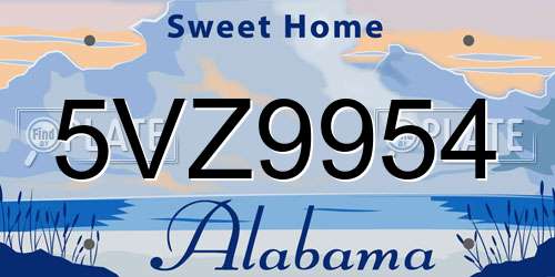 5VZ9954 Alabama License Plate