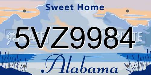 5VZ9984 Alabama License Plate
