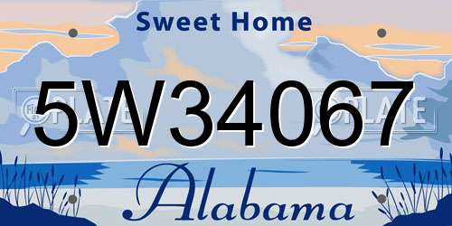 5W34067 Alabama License Plate