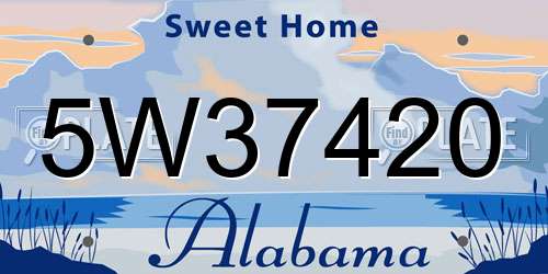 5W37420 Alabama License Plate
