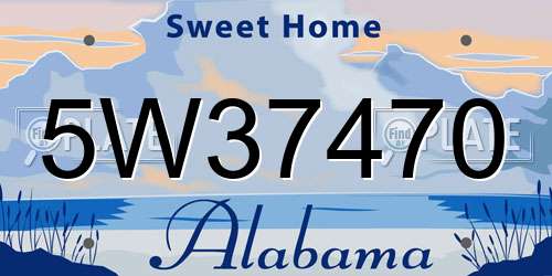 5W37470 Alabama License Plate