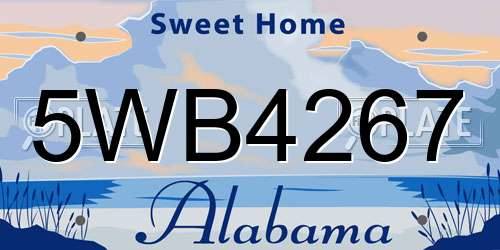 5WB4267 Alabama License Plate