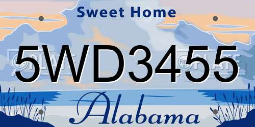 5WD3455 Alabama License Plate