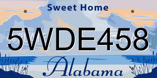 5WDE458 Alabama License Plate