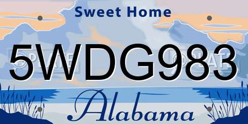 5WDG983 Alabama License Plate
