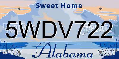 5WDV722 Alabama License Plate