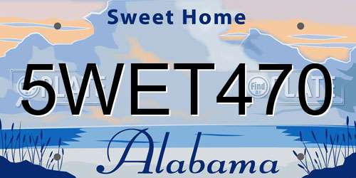 5WET470 Alabama License Plate