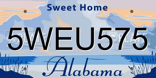 5WEU575 Alabama License Plate