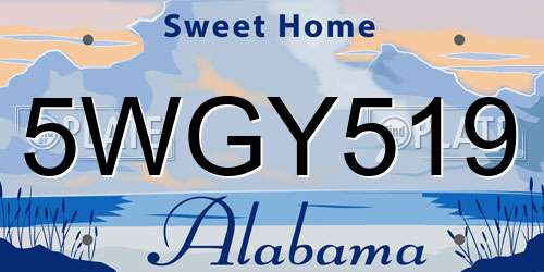 5WGY519 Alabama License Plate