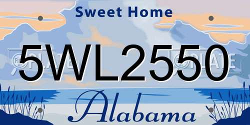 5WL2550 Alabama License Plate