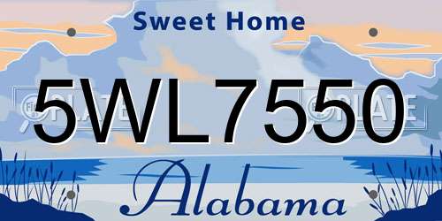 5WL7550 Alabama License Plate