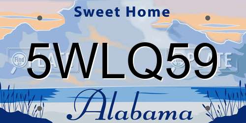 5WLQ59 Alabama License Plate
