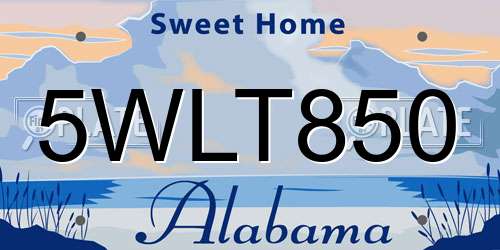 5WLT850 Alabama License Plate