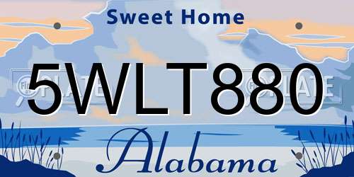 5WLT880 Alabama License Plate