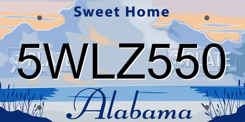5WLZ550 Alabama License Plate