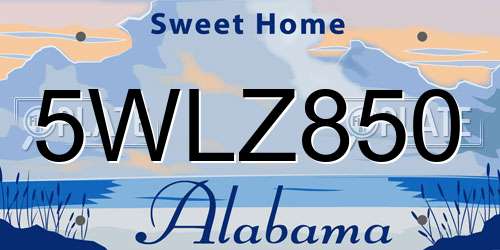 5WLZ850 Alabama License Plate