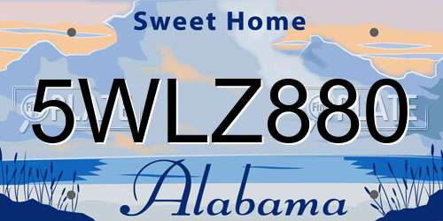 5WLZ880 Alabama License Plate
