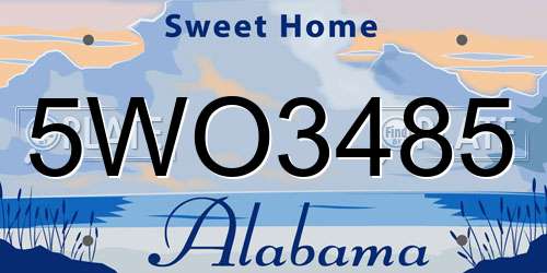 5WO3485 Alabama License Plate