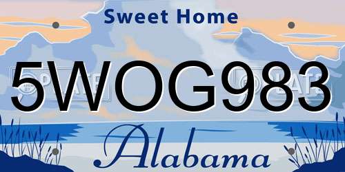 5WOG983 Alabama License Plate