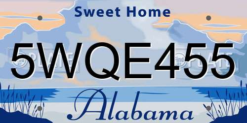 5WQE455 Alabama License Plate