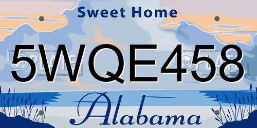 5WQE458 Alabama License Plate