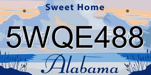 5WQE488 Alabama License Plate