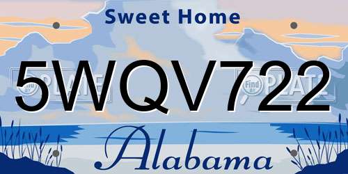 5WQV722 Alabama License Plate