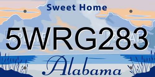 5WRG283 Alabama License Plate
