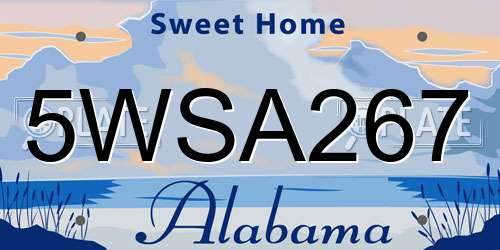 5WSA267 Alabama License Plate