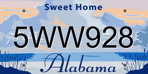 5WW928 Alabama License Plate