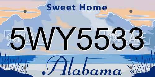 5WY5533 Alabama License Plate