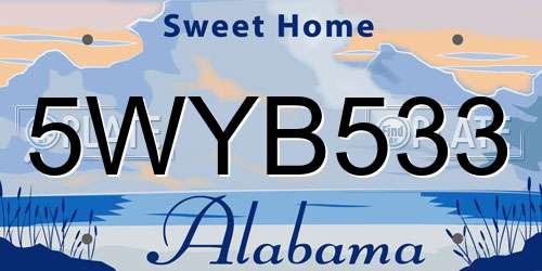 5WYB533 Alabama License Plate