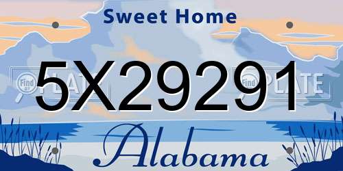 5X29291 Alabama License Plate