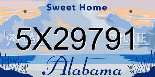 5X29791 Alabama License Plate