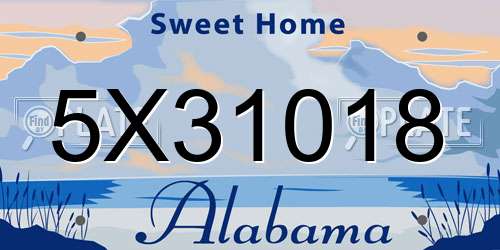 5X31018 Alabama License Plate