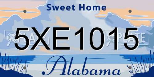 5XE1015 Alabama License Plate