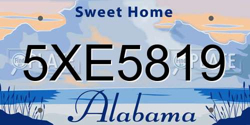 5XE5819 Alabama License Plate