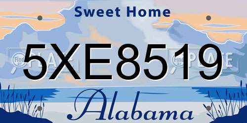 5XE8519 Alabama License Plate