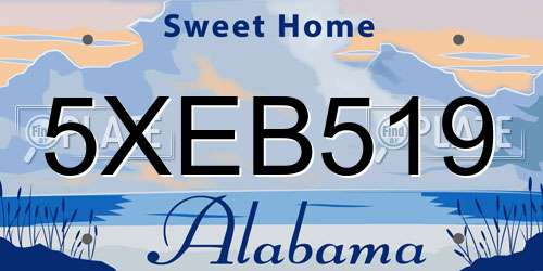 5XEB519 Alabama License Plate