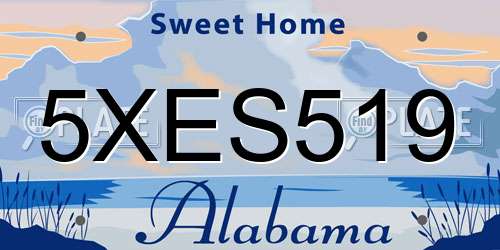 5XES519 Alabama License Plate