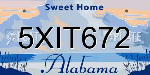 5XIT672 Alabama License Plate