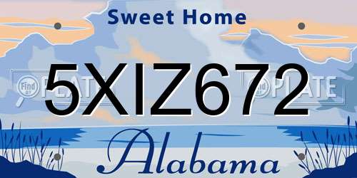 5XIZ672 Alabama License Plate