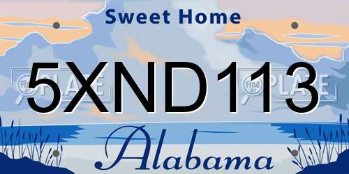 5XND113 Alabama License Plate