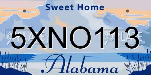 5XNO113 Alabama License Plate