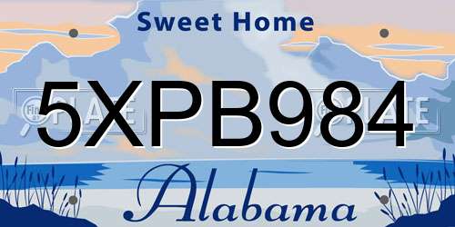5XPB984 Alabama License Plate