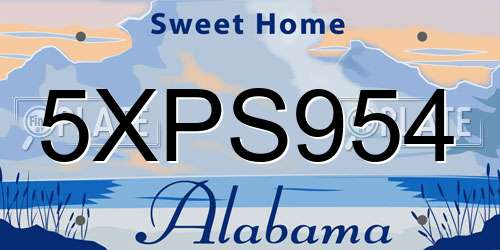 5XPS954 Alabama License Plate