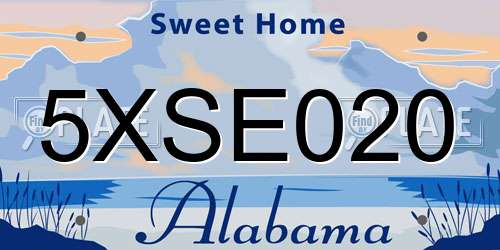 5XSE020 Alabama License Plate